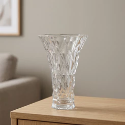 Vaso de Vidro Diamond Pequeno 15cm Lyor Incolor Decorativo para Flores Arranjos Mesa Aparador Sala Quarto Decoração Lar