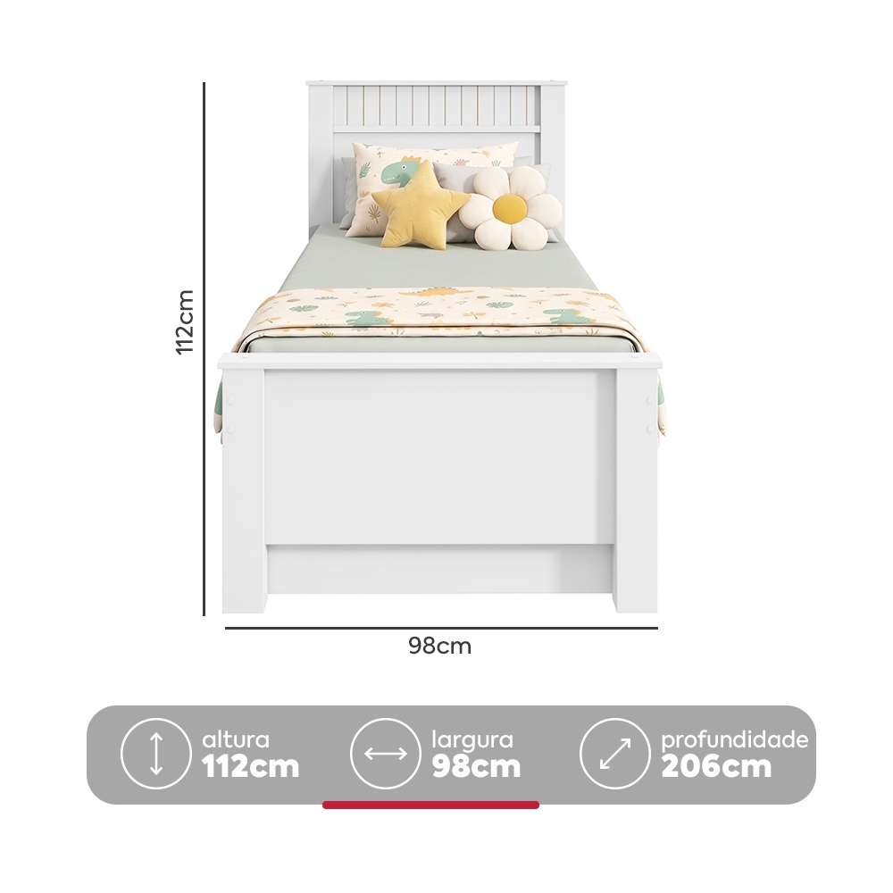 Cama Lopas Solteiro 0,90 Athenas Com cama Auxiliar Branco · foto 2