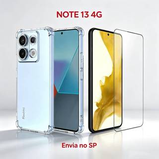 Kit Capa Anti Impacto Transparente + Película 3D P/ Redmi Note 13 4G