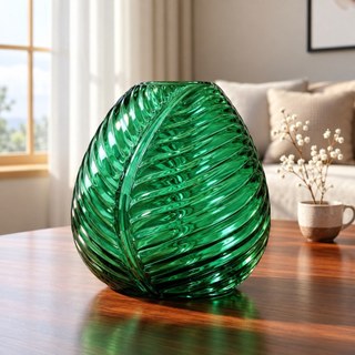 Vaso Decorativo em Vidro Murano  Vaso De Vidro Simplesmente Projetado Com Folhas Em Forma De Leque