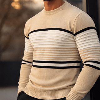Blusa Masculina de Tricot Texturizada com Listras Elegante Inverno 2026 Tam M G GG  Dia dos Pais