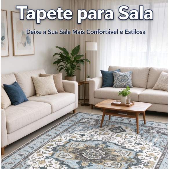 Tapete 280x185cm Estilo Persa Vintage Antiderrapante Macio Fácil de Lavar
