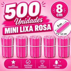 Mini Lixa Rosa 8cm Descartável Manicure Pedicure Clinica Estética - 500 pcs