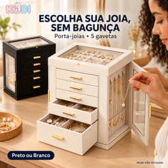 Porta-Joias Organizador com Gavetas para Colares, Anéis, Brincos e Acessórios KODI