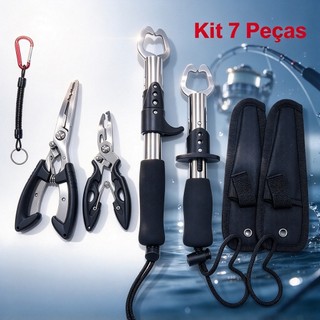 Kit 3/4/7 Peças Pegador de Lábio de Peixe e Alicate Multifuncional Pesca Aço Inoxidável