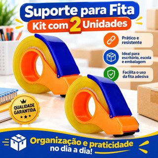 Kit 2 Aplicador de Fita Adesiva Larga Suporte Durex Reforçado Embalagem Profissional Caixas