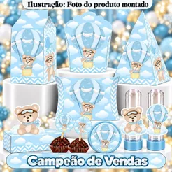 Kit Festa 180/90 Itens Personalizados Lembrancinhas Urso Baloeiro