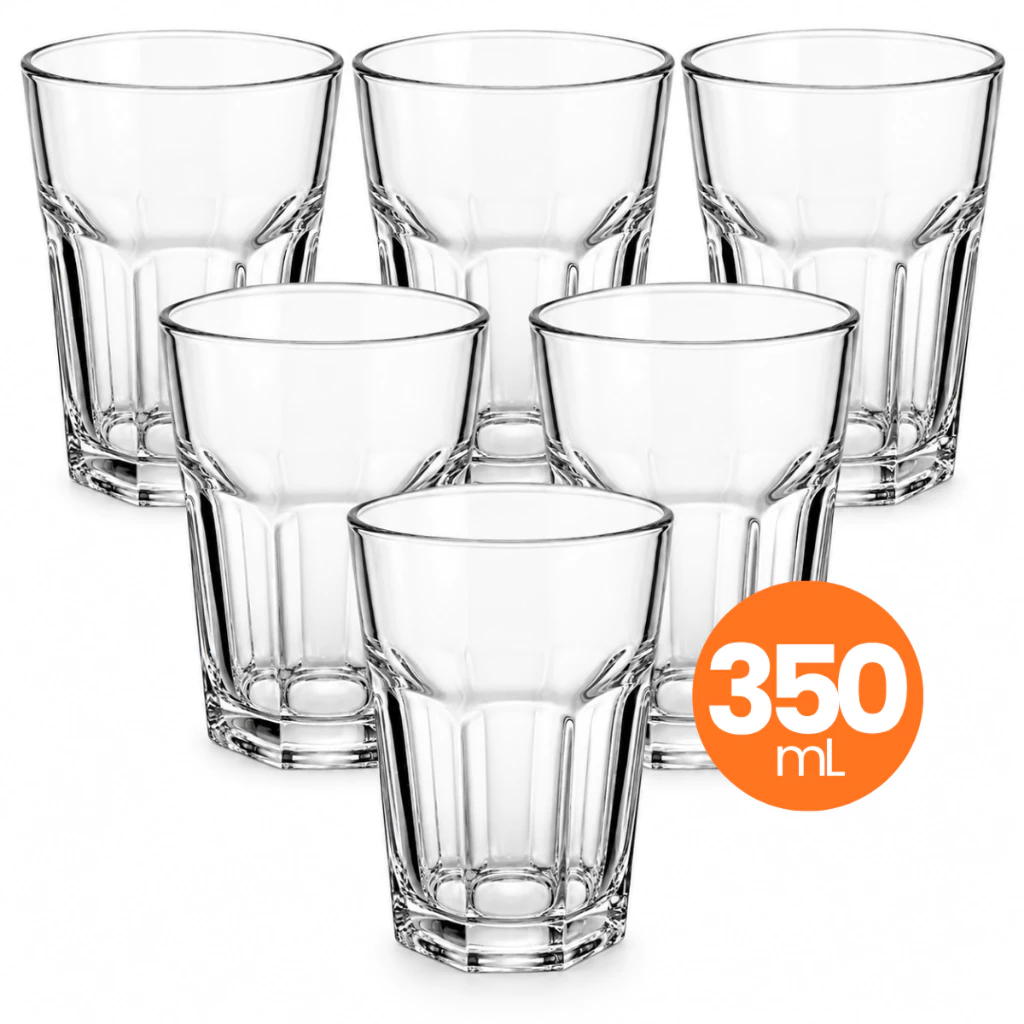 Jogo 6 Copo Vidro Briston 350ml Conjunto Mesa Posta Água Suco Cozinha Decoração Presente — imagem 1