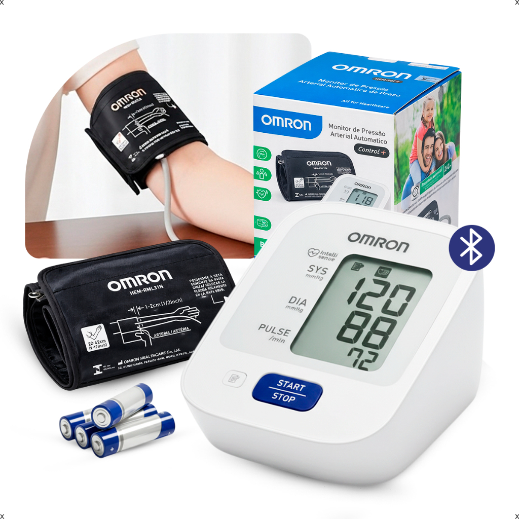 Monitor De Pressão Arterial De Braço Control+ Hem-7122 Omron Cor Branco