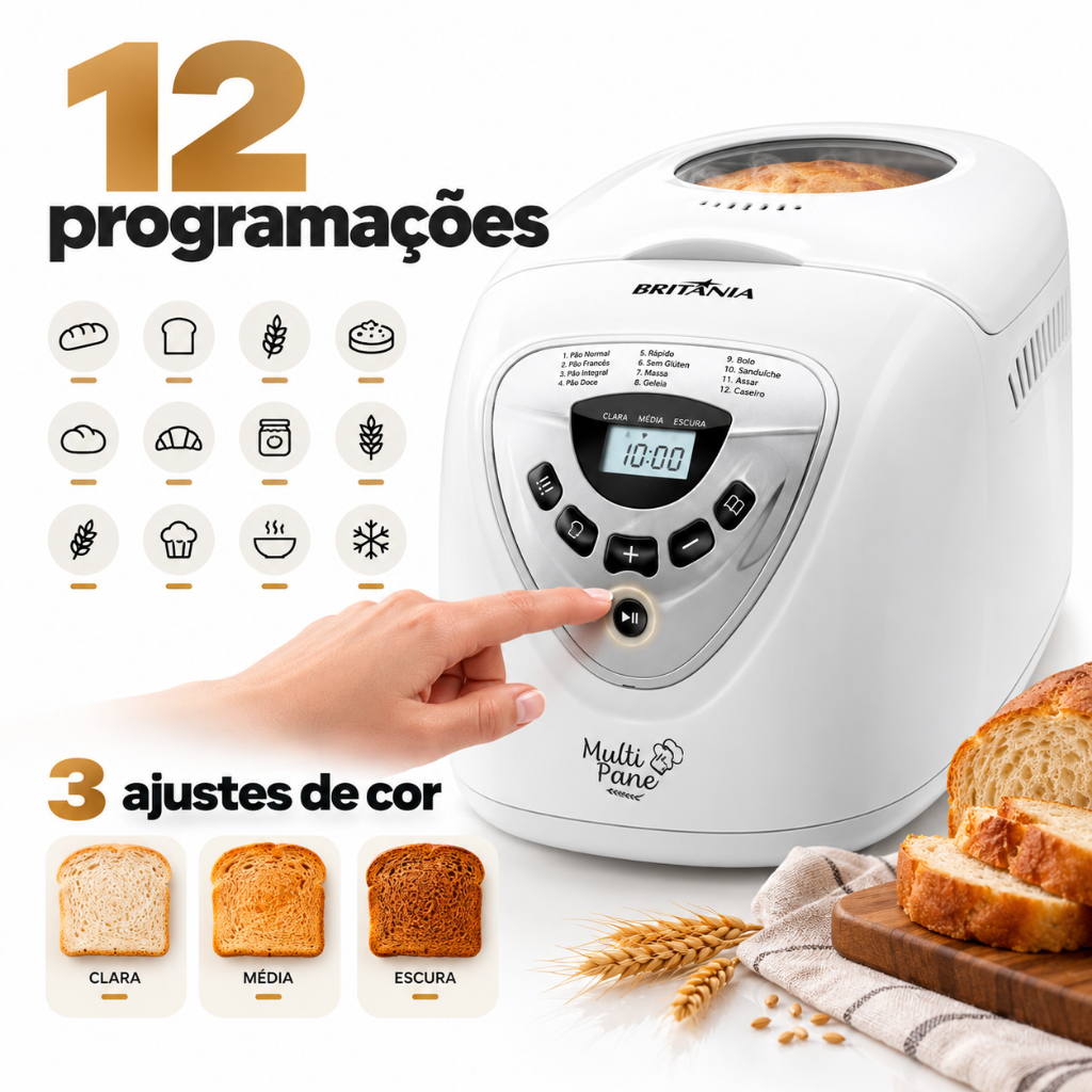 Panificadora Multipane 3L Britânia 12 Programações — imagem 2 de 2