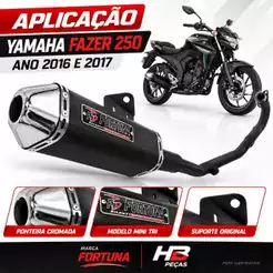 Escapamento Fazer 250 Ano 2016e 2017 Fortuna Mini Tri Oval F1 Esportivo