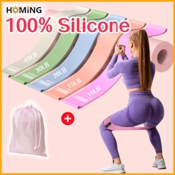 Kit 5/10 Faixas Elásticas de Resistência 100% Silicone para Fitness Treino Academia Yoga Pilates