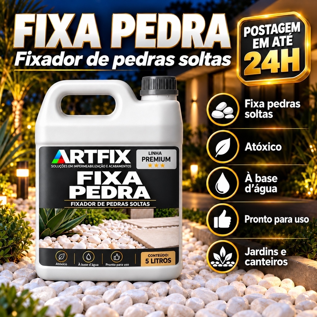 Fixador De Pedras ArtFix Fixa Pedra 5L Externo Areas Umidades Decorativas Pedriscos Atoxico