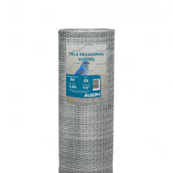 Tela Hexagonal Viveiro 1/2" 1,00x50m Fio 0,46mm BWG 26 Algom