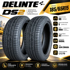 Par 2 Pneus 185/65R15 Delinte DS2 88V Aro 15 Onix Prisma Polo Versa