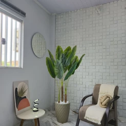 Arvore Bananeira Artificial Folha Grande 160cm Vaso Decoração Pedras