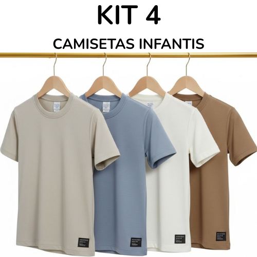 Kit 4 Camiseta Infantil Algodão Premium Mais Vendida Tam 4 ao 16 Dia a Dia