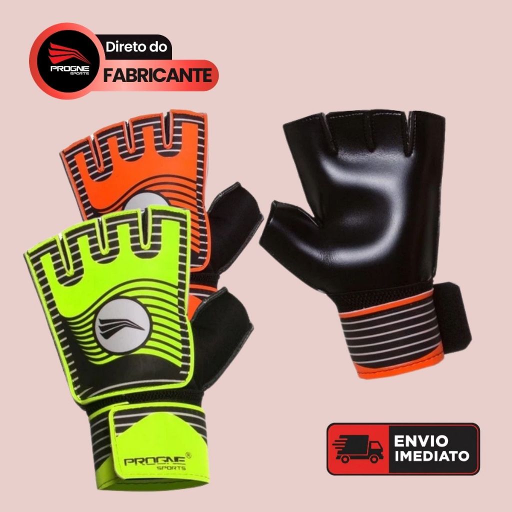 LUVA GOLEIRO INFANTIL MEIO DEDO TRAINING - FUTEBOL FUTSAL SOCIETY CAMPO - PROGNE SPORTS