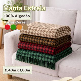 Manta Estrela Guia 2,40x1,80m 100% Algodão Para Cama Casal Sofá Cobertor Leve em Oferta na Shopee