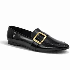Mocassim Via Uno Feminino Detalhe Fivela Dourado Estiloso Moda Confortável Tendência Original