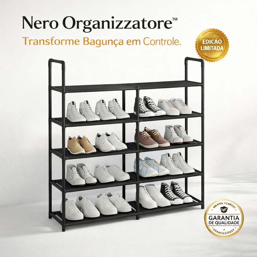 Nero Organizzatore™ Estante Multiuso 5 Prateleiras Preta Organizador de Sapatos Livros Lavanderia Resistente Fácil Monta