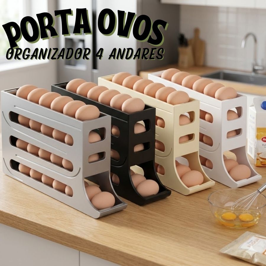 Porta Ovos Organizador 4 Andares Rolante Para 30 Ovos Dispenser Armazena e Organizador de Geladeira