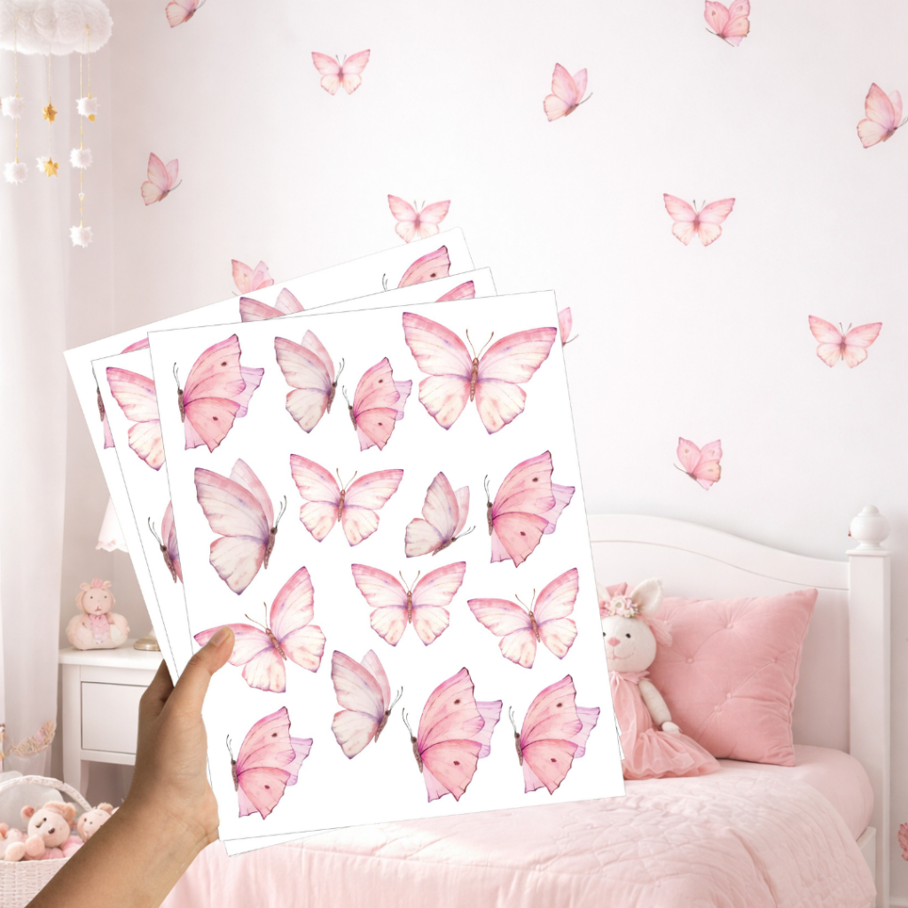Adesivo de Parede Borboletas Rosa Decoração de Quarto Infantil Menina Jardim Encantado em Oferta na Shopee