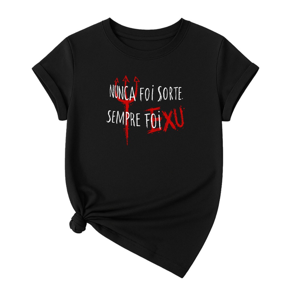 Camiseta T-Shirt Confortavel Linda Camisa Casual Algodão Fé Zé Exu Laroyê Umbanda Candomblé Orixas Pombagira Influencer