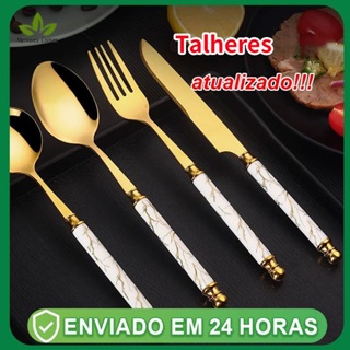 presentes Conjunto de talheres de aço inoxidável luxuoso de em Oferta na Shopee
