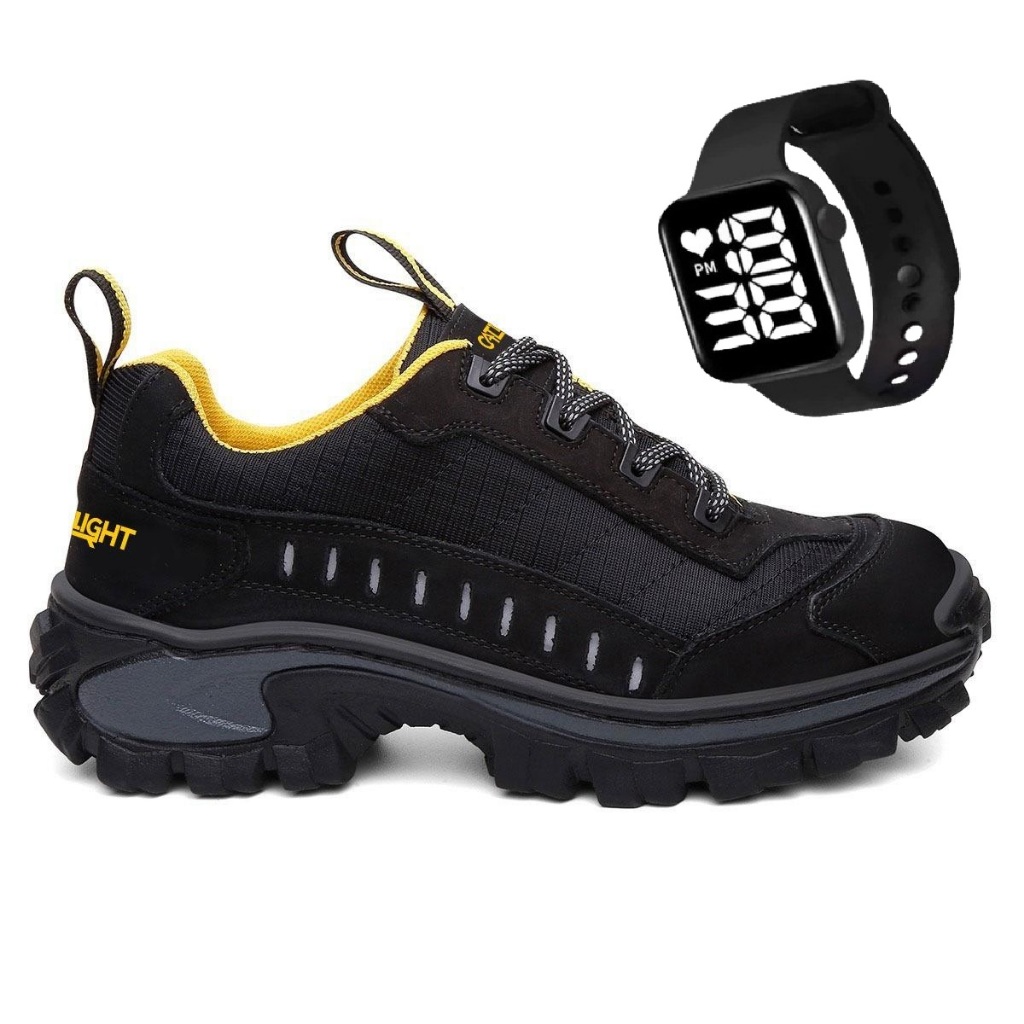 Bota Tênis Masculino Coturno Cat Cano Curto Palmilha em Gel Lançamento + Relogio BRINDE