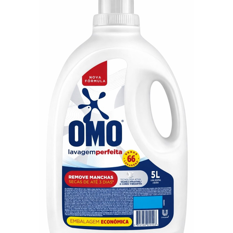 OMO Lavagem Perfeita 5 Litros Original – Lava Roupas Líquido Tira Manchas Potente Para Máquina e Tanque