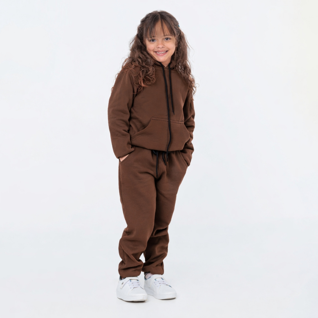 conjunto infantil menina menino roupa infantil blusa de frio capuz calça punho
