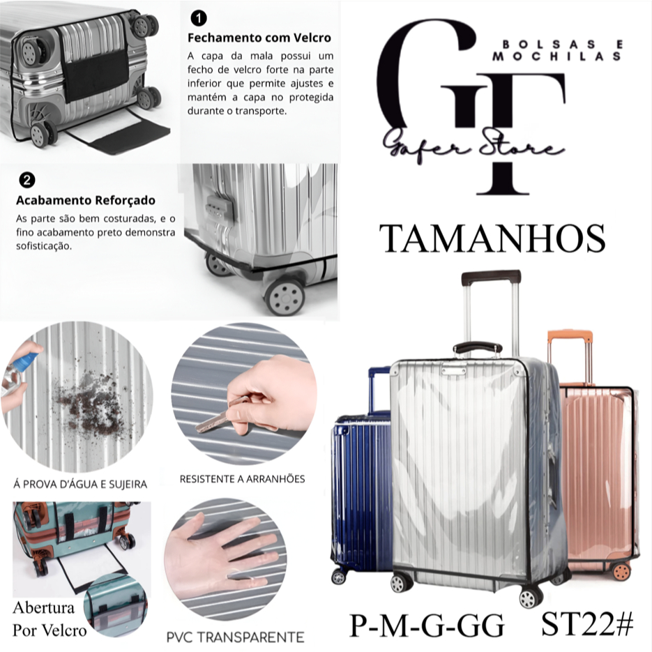 Peça Capa De Mala Transparente Em Pvc À Prova D'água Para Malas e Viagem ST22