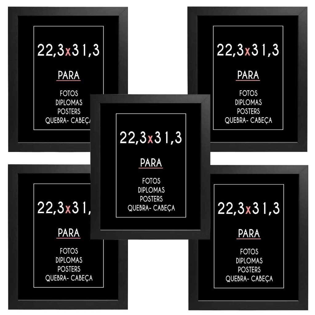 Kit 5 Molduras Para Quebra Cabeça 22,3x31,3 Madeira Lisa Sem Vidro