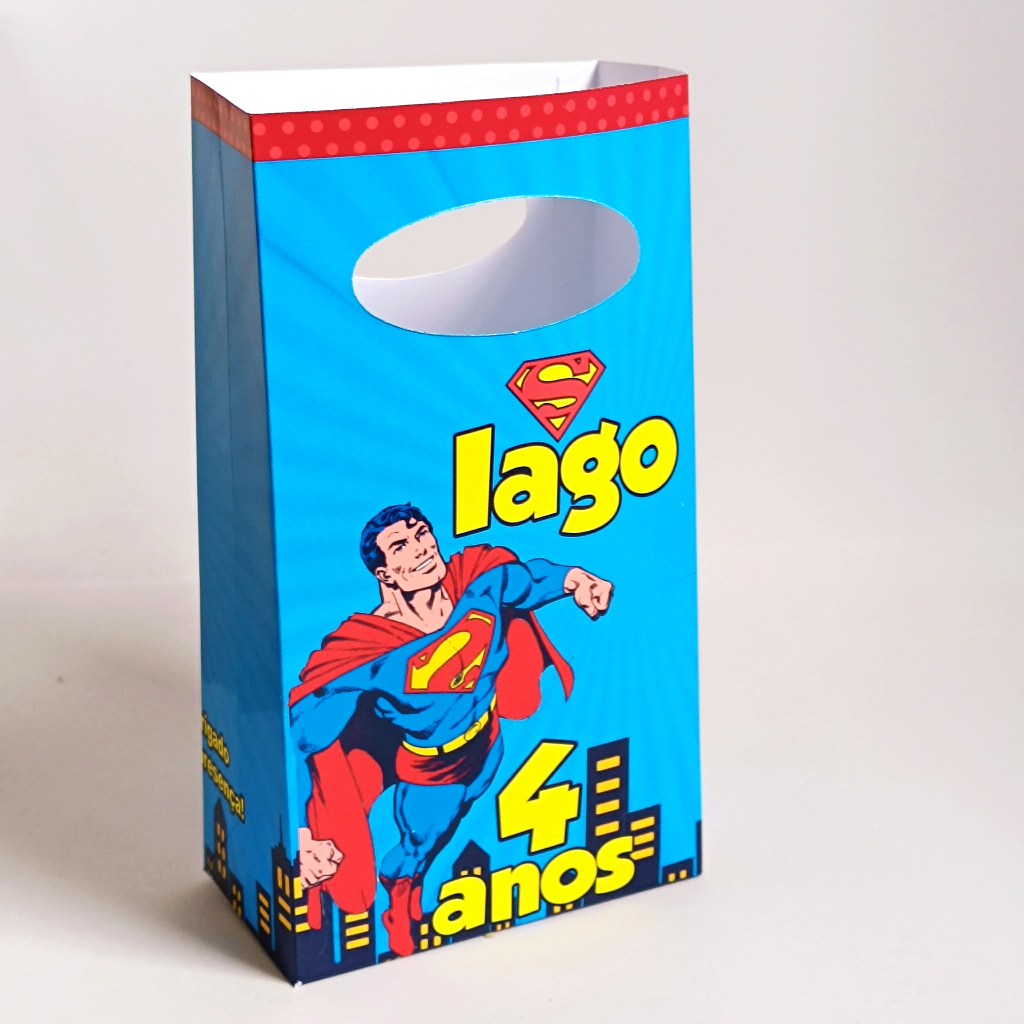 Sacolinha Personalizada Super man/ sacolinha surpresa/ lembrancinha PEGUE E MONTE