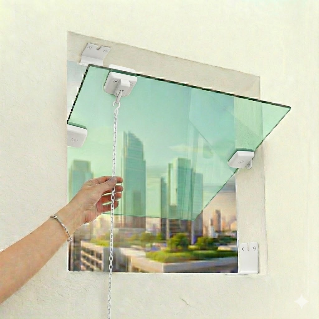 JANELA BASCULANTE BASCULA VIDRO VERDE 08MM TEMPERADO 60X60 BRANCO DESMONTADO CORRENTINHA