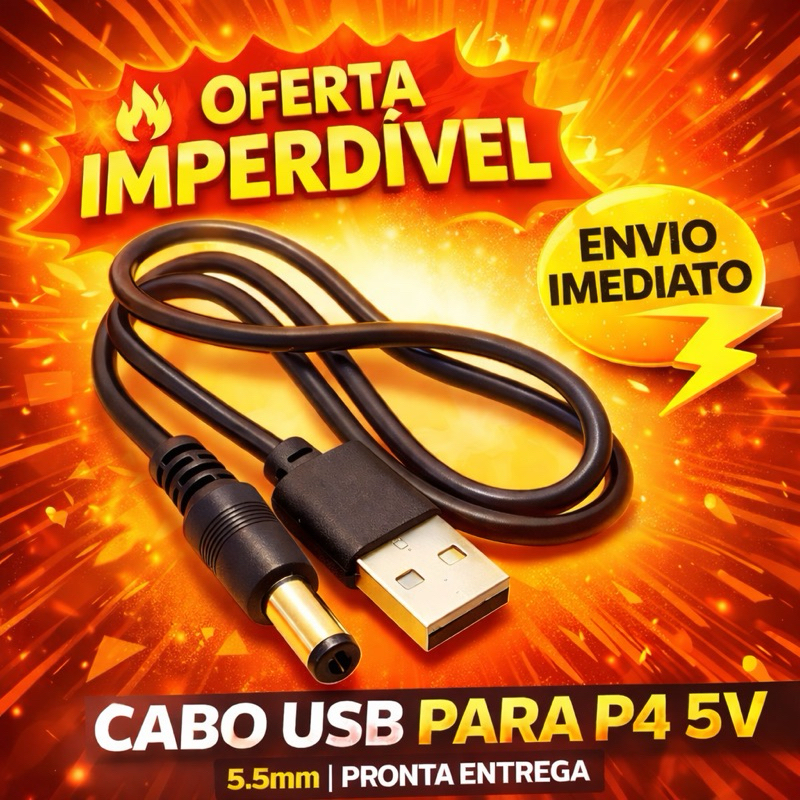 O Cabo USB para P4 compatível com Luminária Astronauta é a solução ideal para alimentação de energia, reposição ou subst