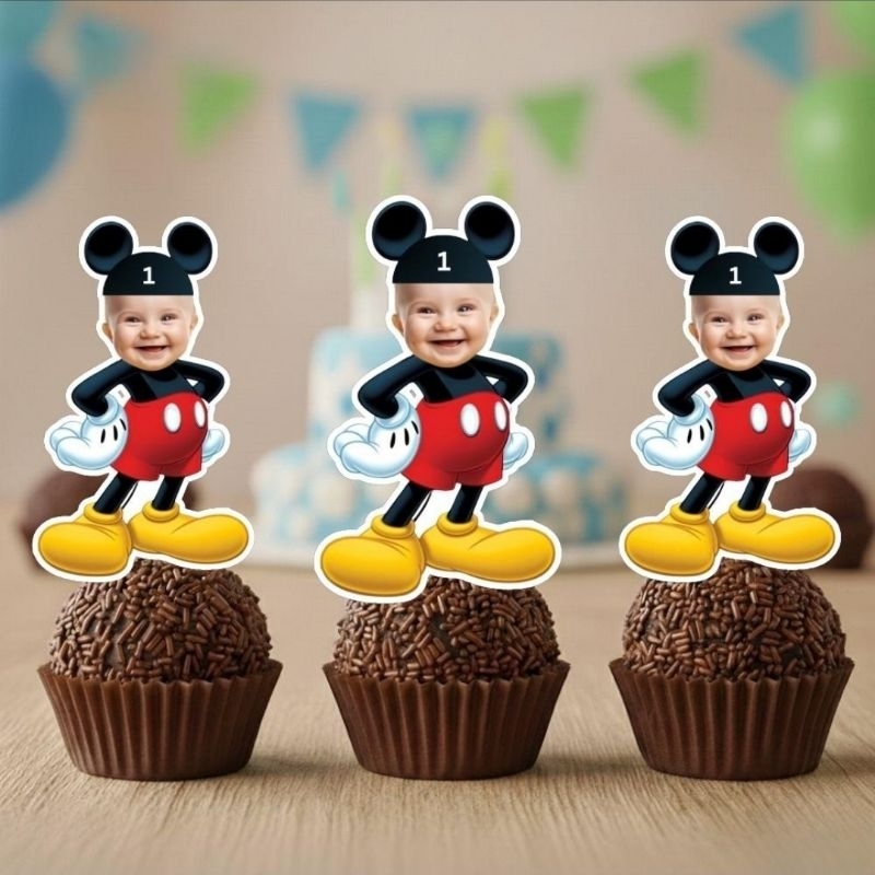 KIT TAGS TOPPERS MICKEY PARA DOCINHO BRIGADEIRO, TAG MARGARIDA ROSTINHO PERSONALIZADOS BRIGADEIRO CUPCAKE ENFEITE