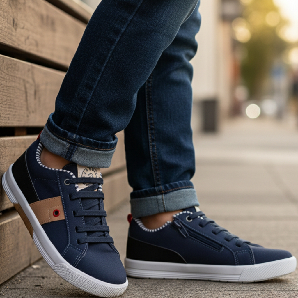 Tênis Infantil Masculino Casual Sapatênis Zíper Escolar Menino Passeio Leve Confortável Azul Marinho em Oferta na Shopee