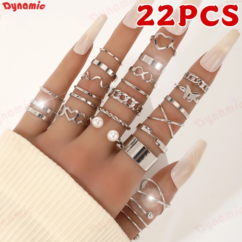 22 pçs Conjunto De Anel De Dourado Vintage Mulheres Conjunto De Anel De Dedo Joias Acessórios-KIT22 DY