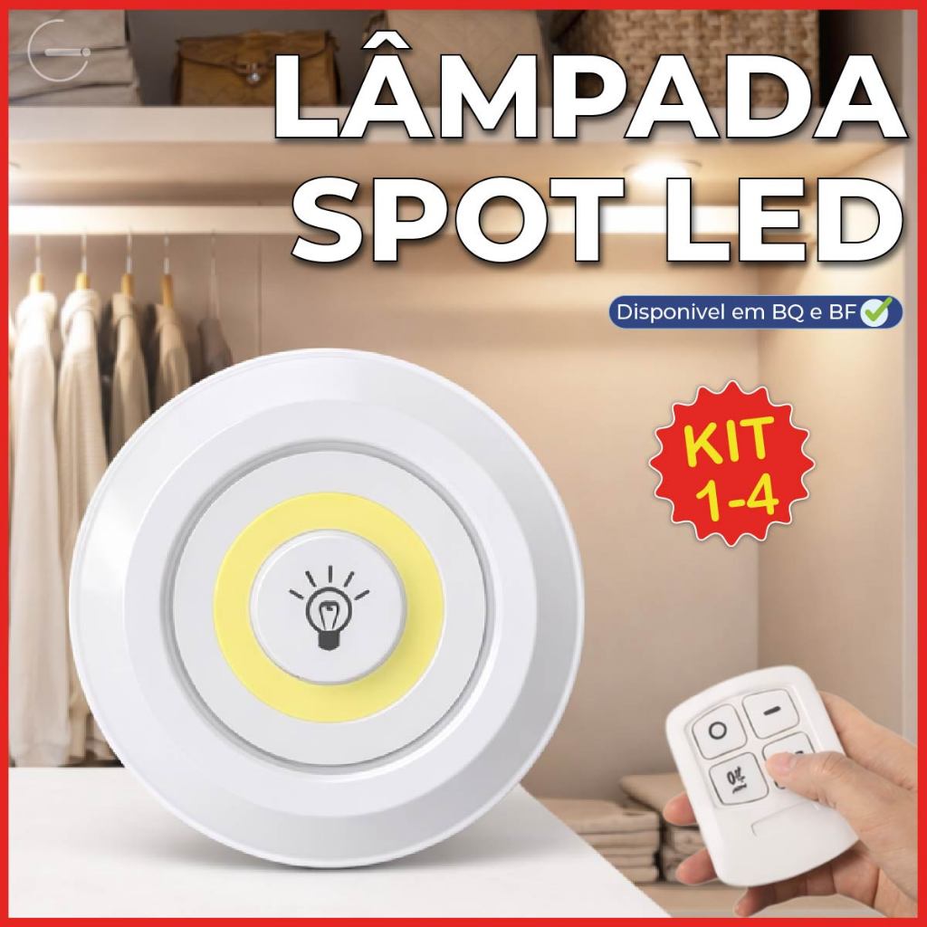 Luminária Spot Led Lâmpada sem Fio com Controle Remoto Luz Fria ou Quente em Oferta na Shopee