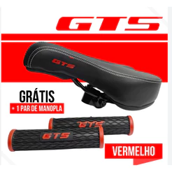 Banco Selim Gts Vazado Super Confortável + Manoplas Preto/Vermelho