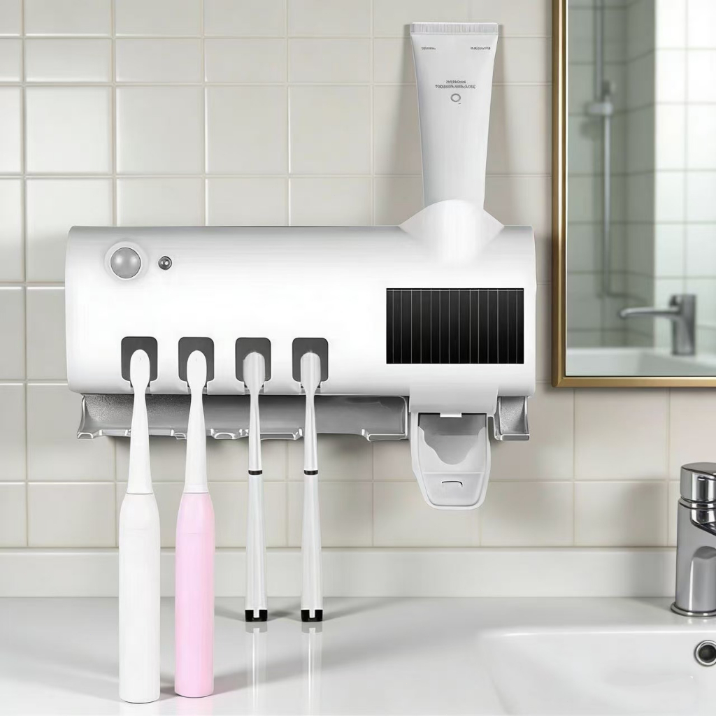 Porta Escova Dentes Com Esterilizador Uv Aplicador Pasta de Dente Suporte Dispenser