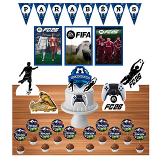 Kit Festa FIFA 40 itens - Festa Pronta - Só um bolinho - Festa em casa - Festa Infantil - Festa Adulto
