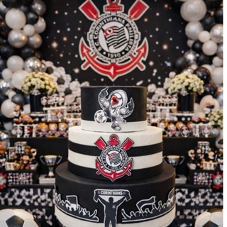 Bolo Fake Decorativo 3 Andares – Tema Corinthians - Decoração Festa em Oferta na Shopee