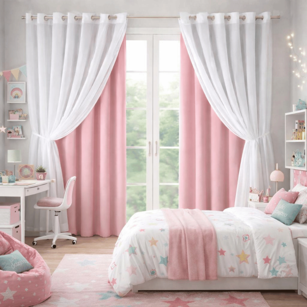 Cortina MADRI LUXO C/ VOIL Branco 2,80x 1,70 metros Decoração Sala Quarto Menino Menina Infantil