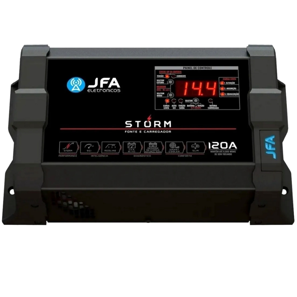 Fonte Carregador 120A Storm Bivolt JFA Som Automotivo Smart Cooler