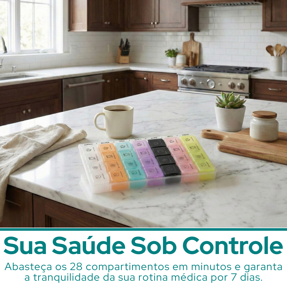 Porta Comprimido Estojo Organizador Semanal Caixa de Medicamento Remédio Cápsulas Manhã Tarde Noite em Oferta na Shopee