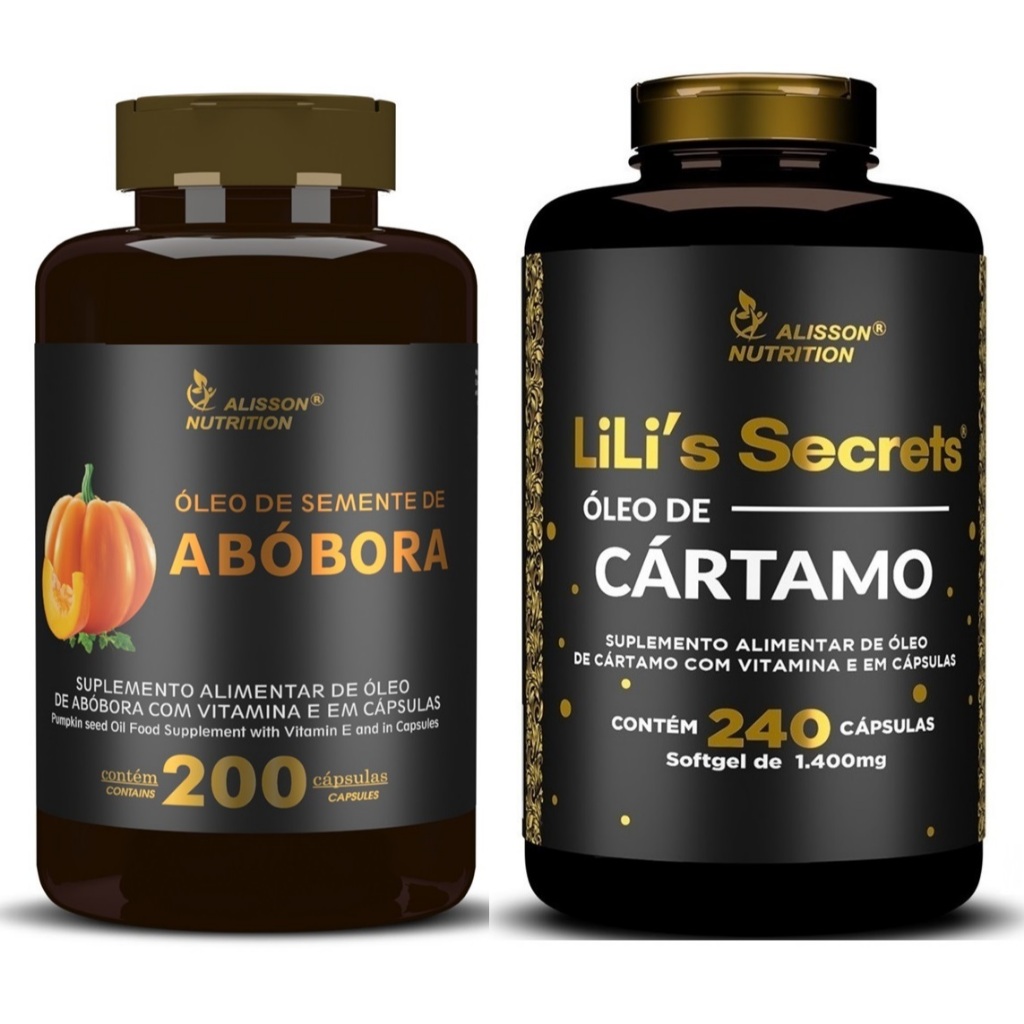 Óleo De Semente De Abóbora 200 cáps + Óleo de Cártamo 240 cápsulas - Suplementos Alisson Nutrition