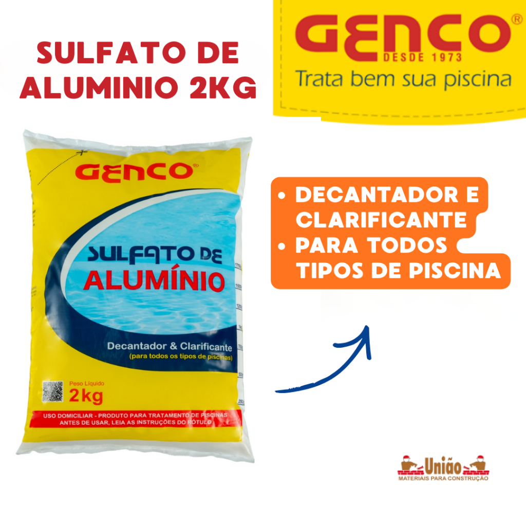Sulfato de Alumínio GENCO 2kg – Decantador e Clarificante para Piscina | Elimina Turbidez